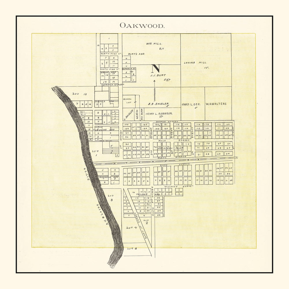 Vintage Map of Oakwood, Ohio 1905 print style example