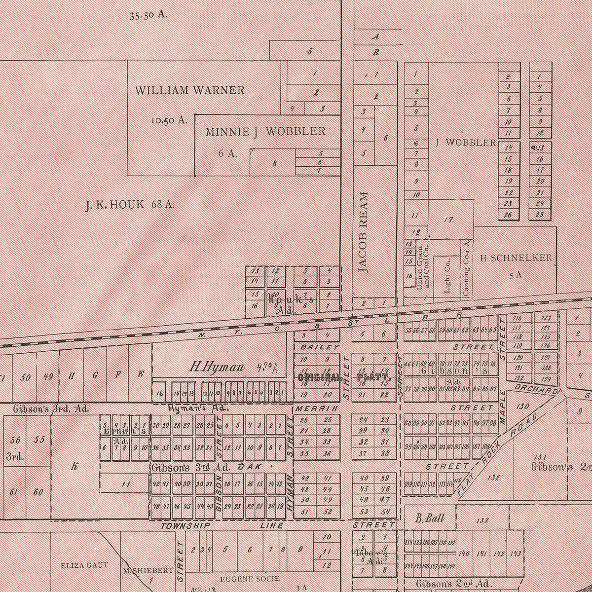 Restored historic details from the 1905 city map of Payne, Ohio