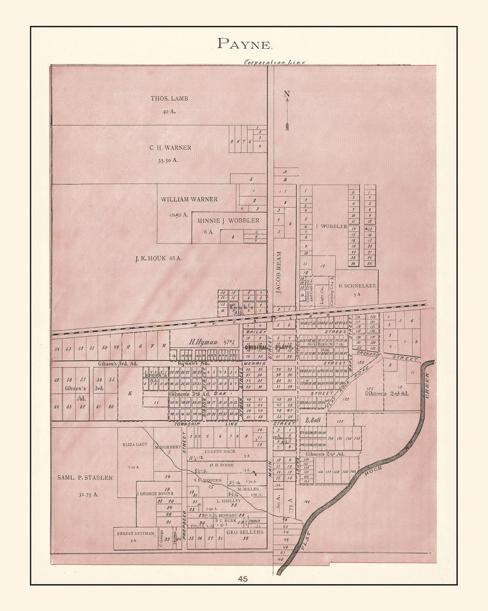 Vintage Map of Payne, Ohio 1905 print style example