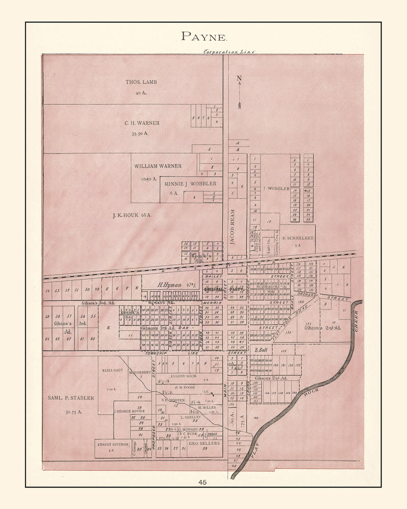 Size comparison using Vintage Map of Payne, Ohio 1905