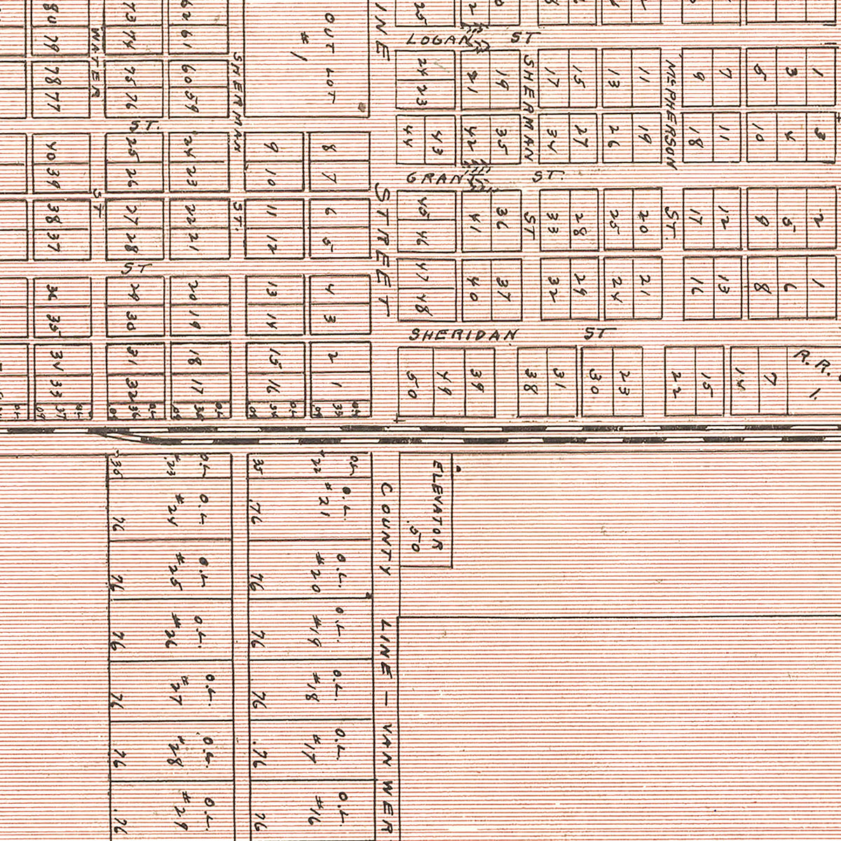 Restored historic details from the 1905 city map of Scott, Ohio