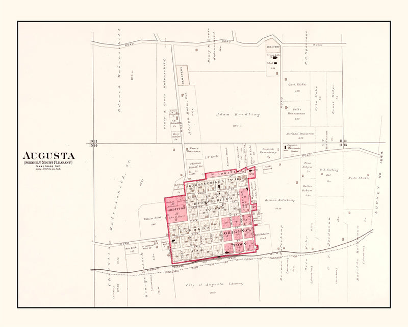 Size comparison using Vintage Map of Augusta, Missouri 1905
