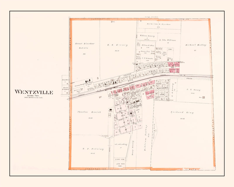 Size comparison using Vintage Map of Wentzville, Missouri 1905