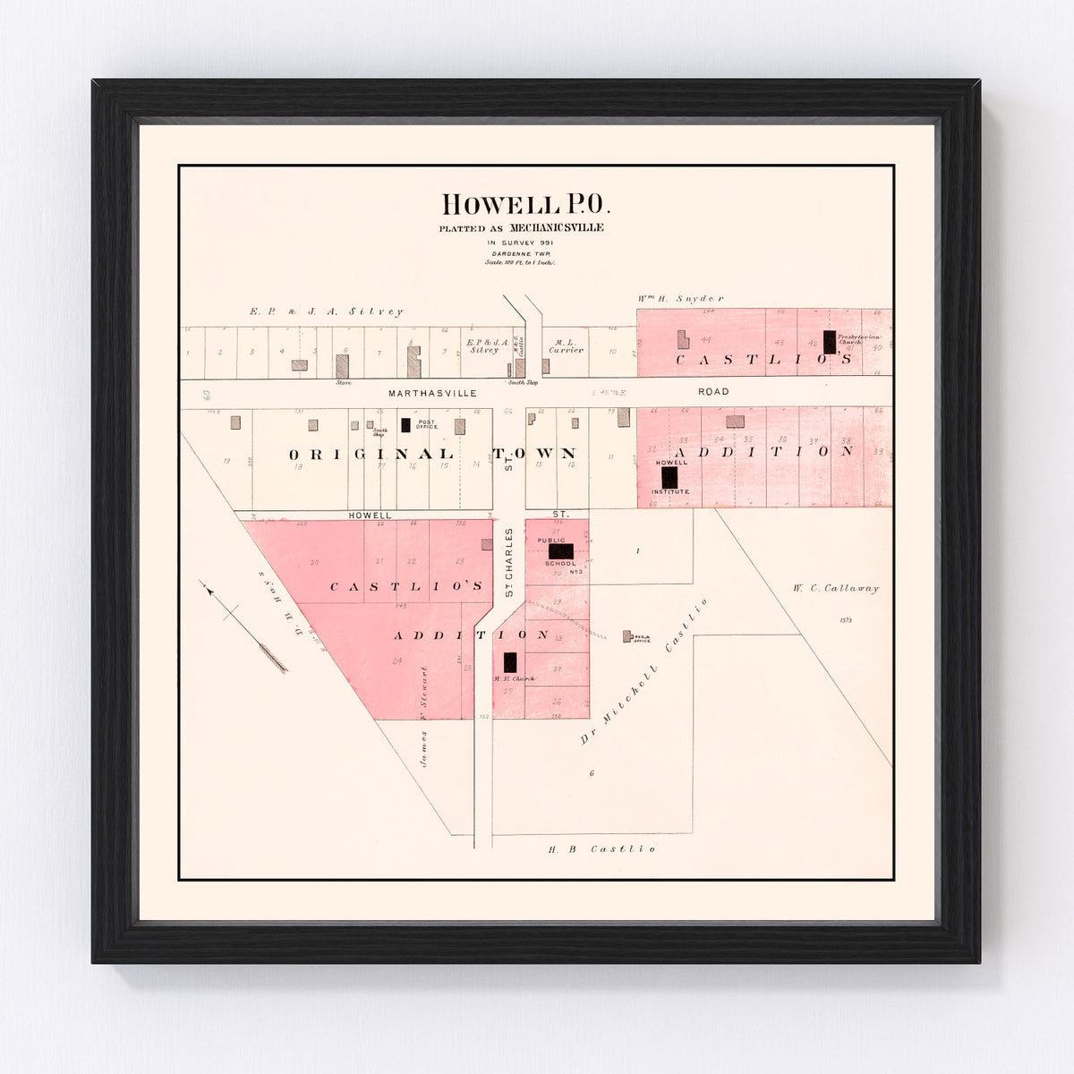 Howell Vintage Map 1905