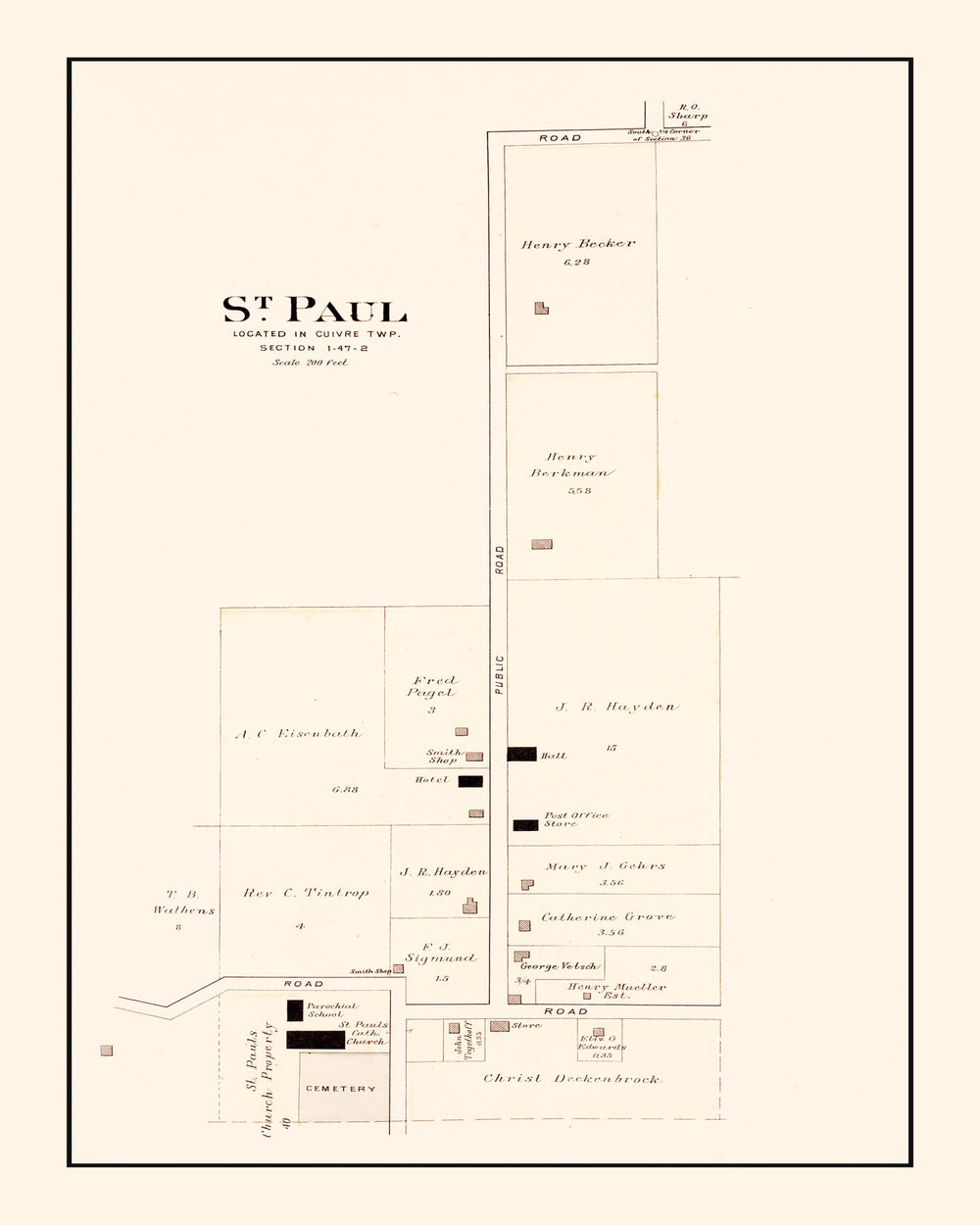 Vintage Map of Saint Paul, Missouri 1905 print style example