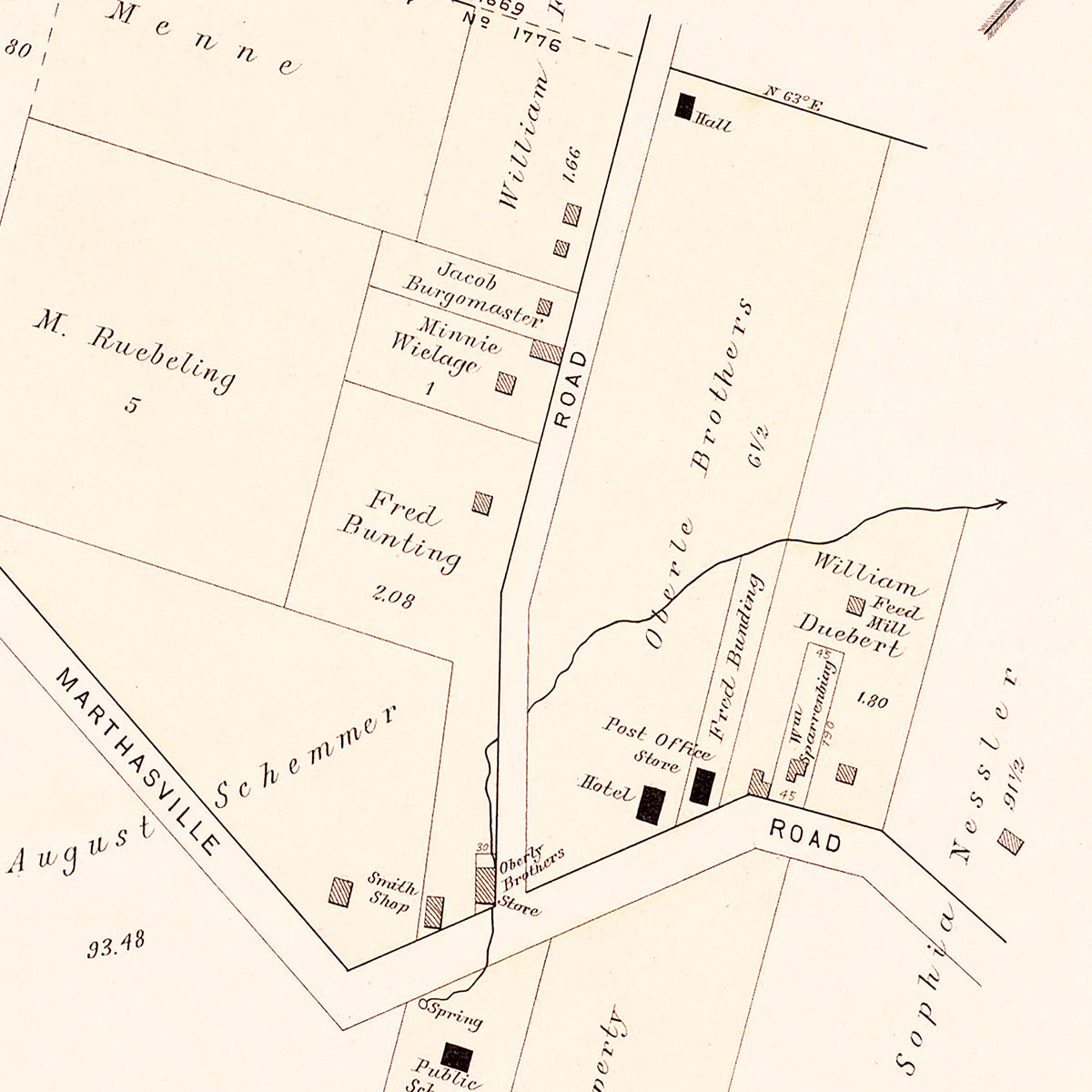 Restored historic details from the 1905 city map of Weldon Spring, Missouri