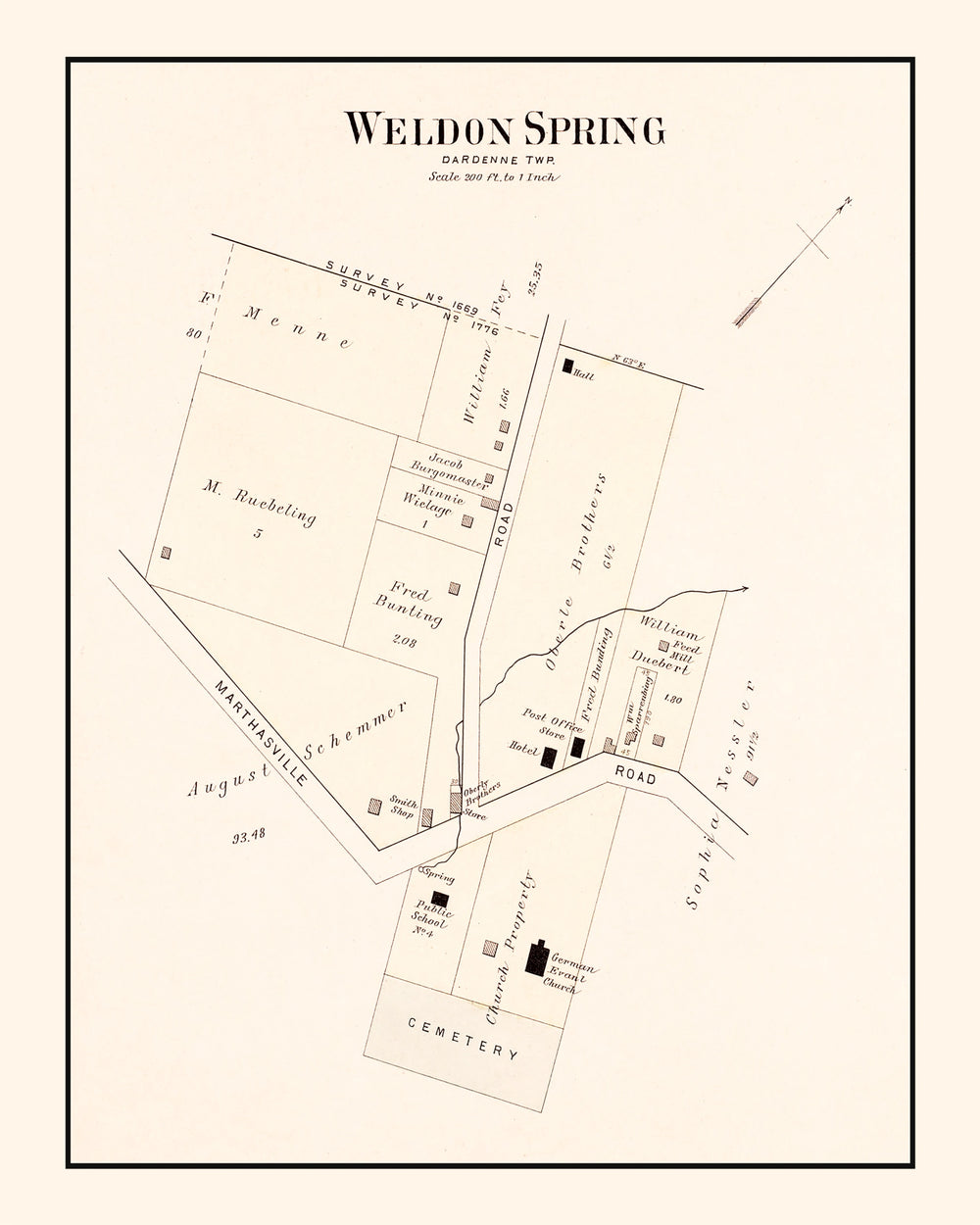 Vintage Map of Weldon Spring, Missouri 1905 print style example