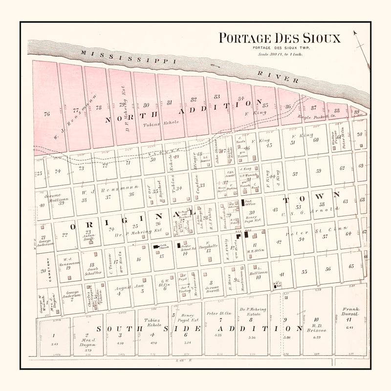 Size comparison using Vintage Map of Portage des Sioux, Missouri 1905