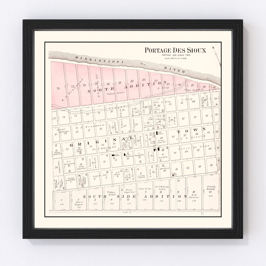 Portage des Sioux Vintage Map 1905