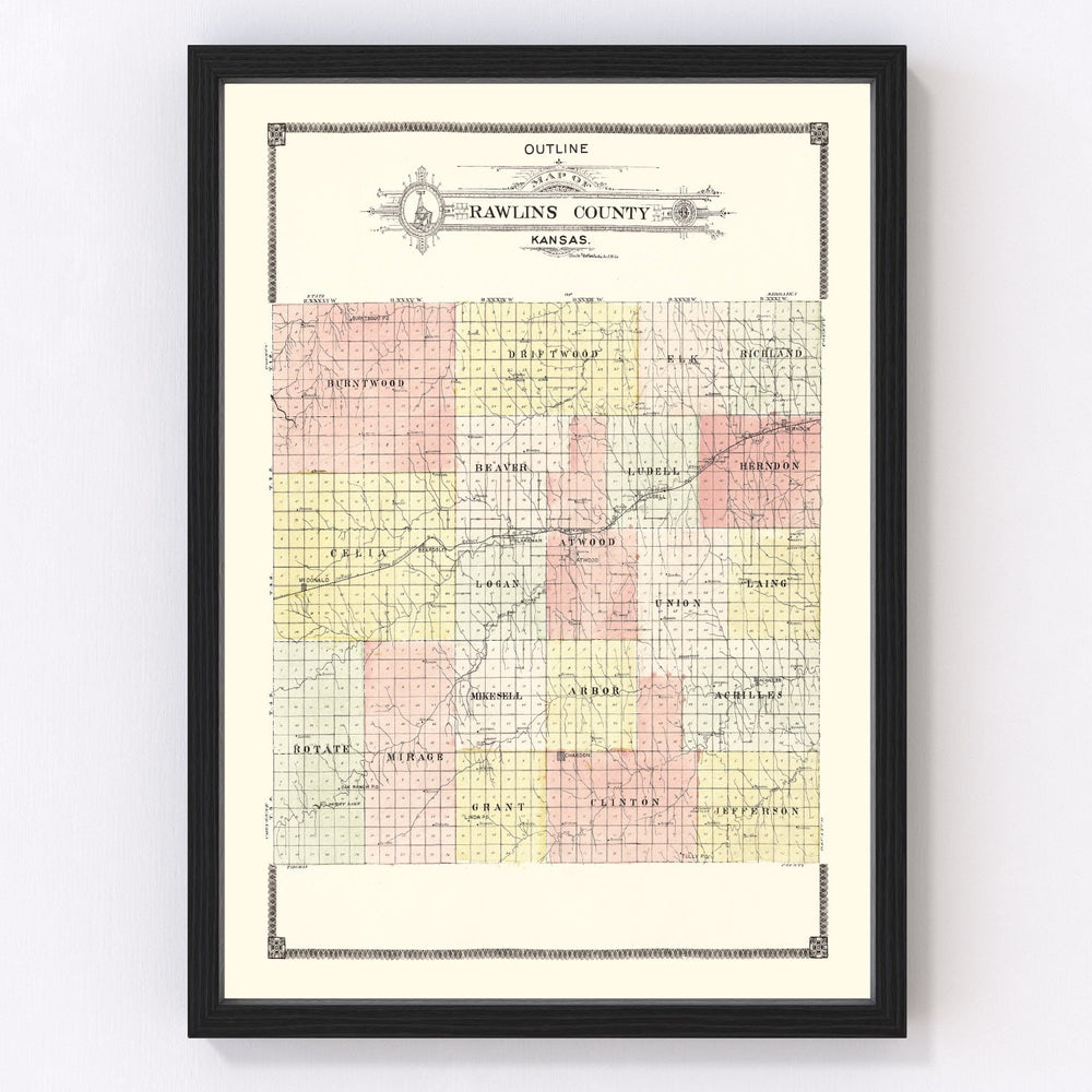 Rawlins County Vintage Map 1906