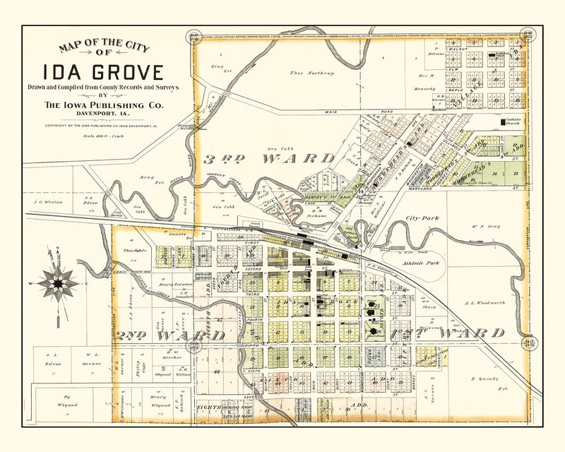 Size comparison using Vintage Map of Ida Grove, Iowa 1906