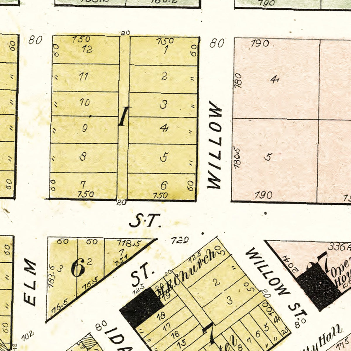 Restored historic details from the 1906 city map of Battle Creek, Iowa