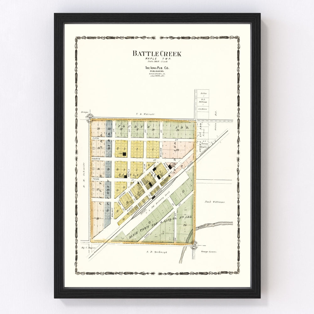 Battle Creek Vintage Map 1906