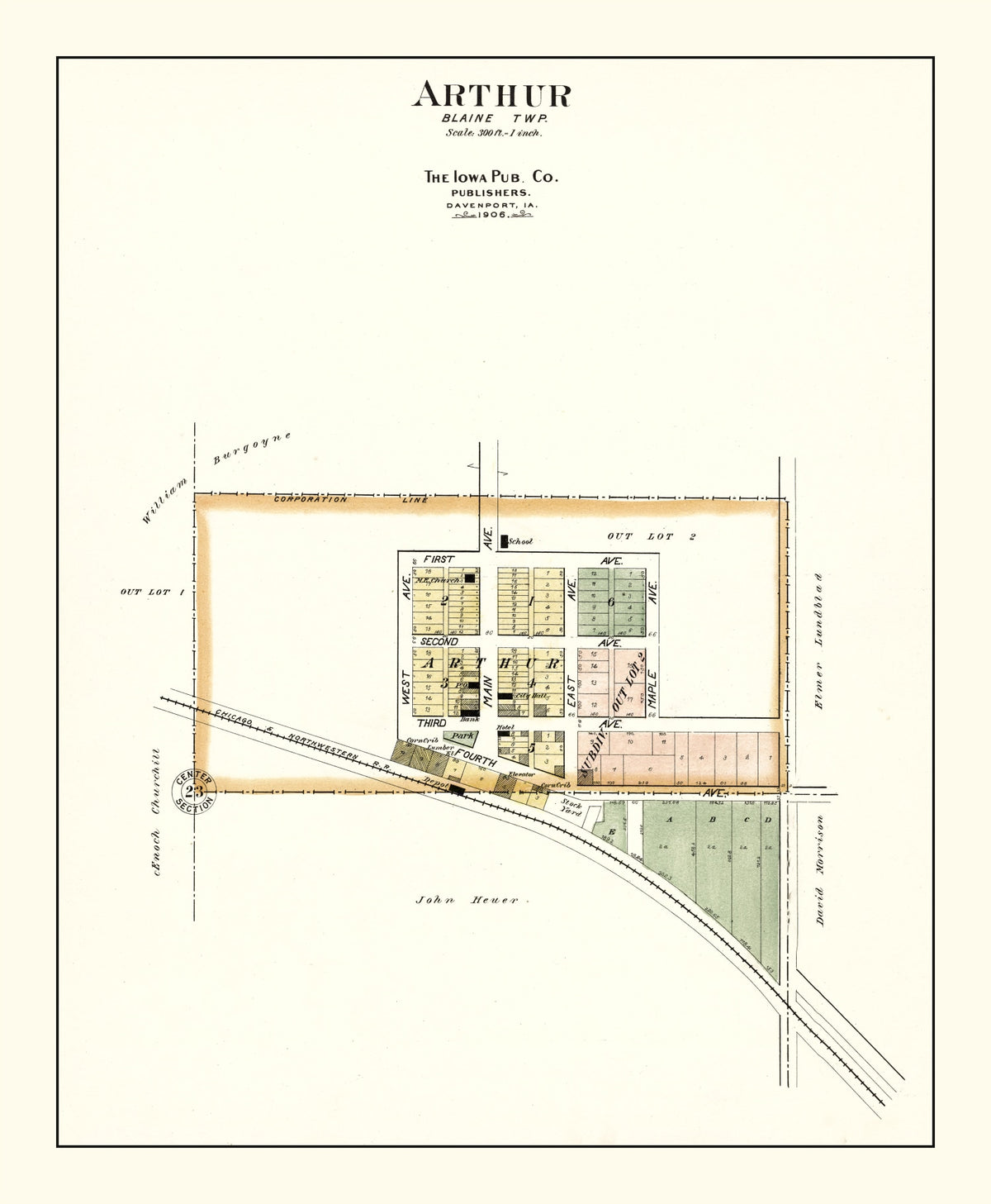 Preview of Vintage Map of Arthur, Iowa 1906