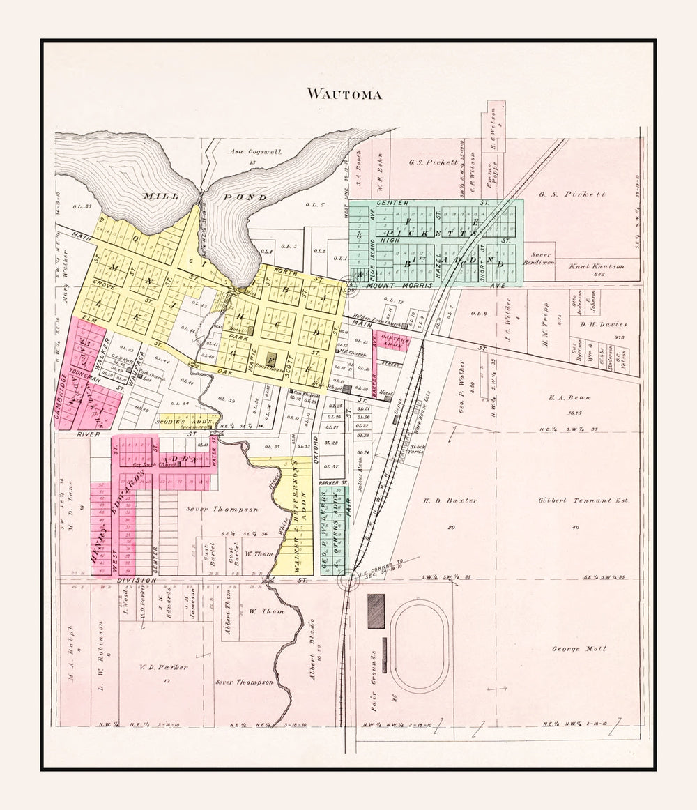 Vintage Map of Wautoma, Wisconsin 1906 print style example