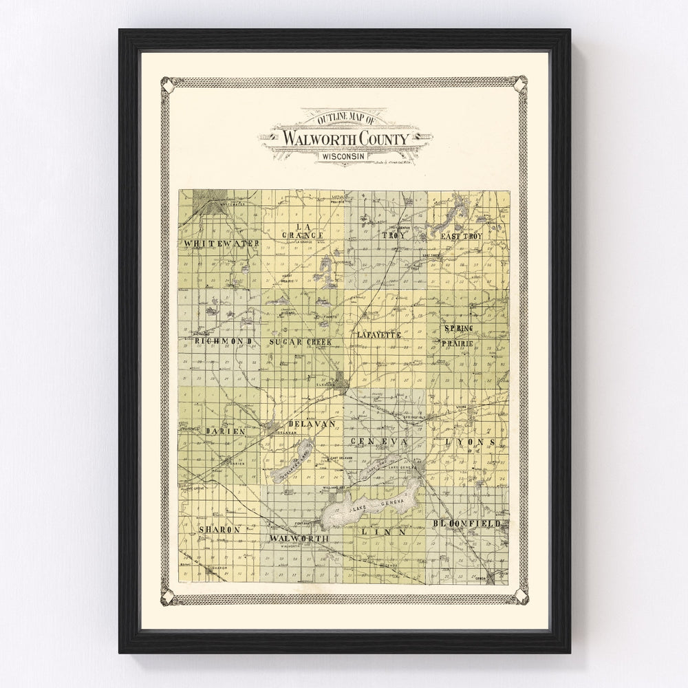 Walworth County Vintage Map 1907