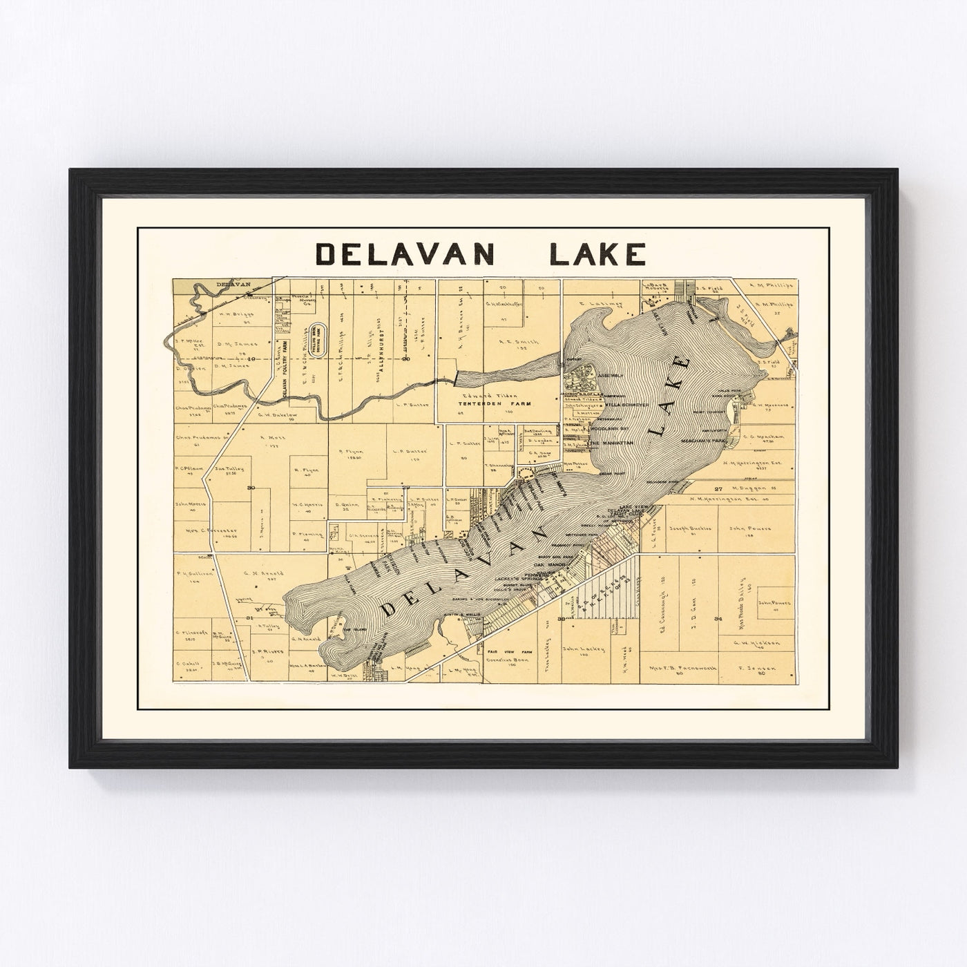Delavan Lake Vintage Map 1907