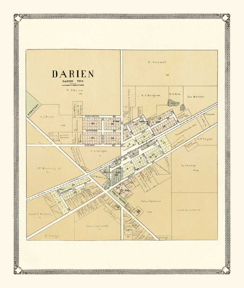 Size comparison using Vintage Map of Darien, Wisconsin 1907