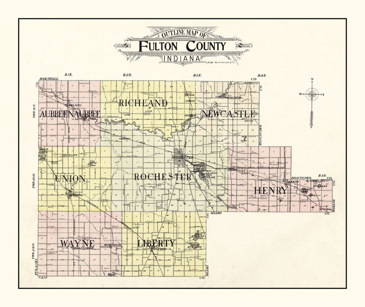 Preview of Vintage Map of Fulton County, Indiana 1907