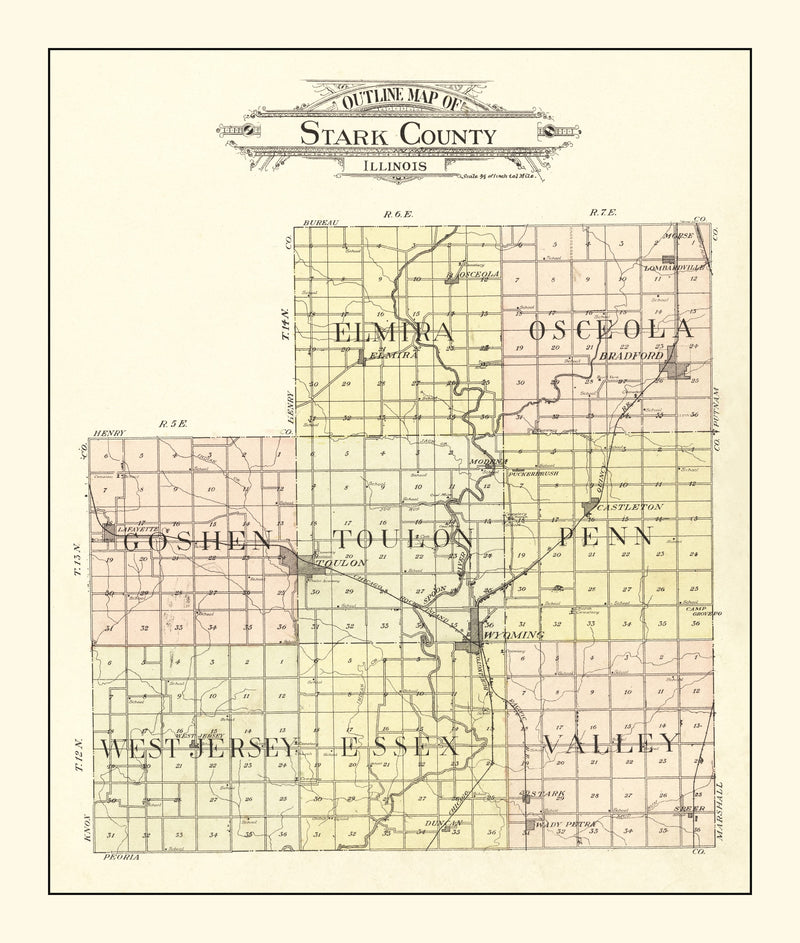 Size comparison using Vintage Map of Stark County, Illinois 1907