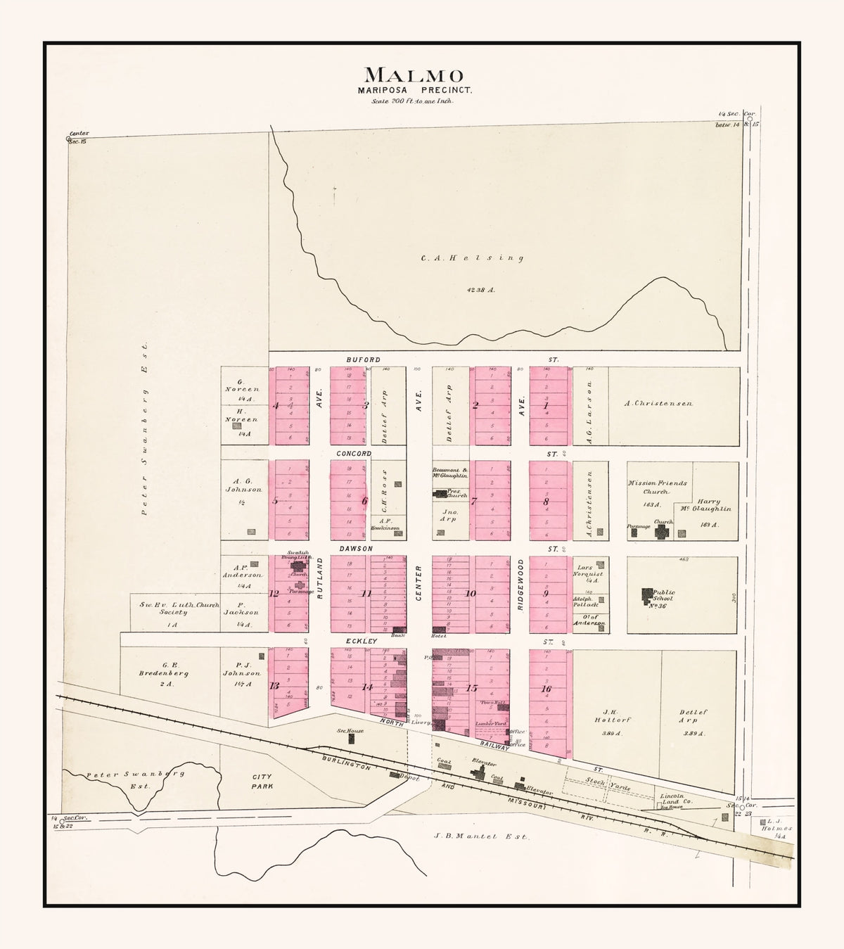 Preview of Vintage Map of Malmo, Nebraska 1907