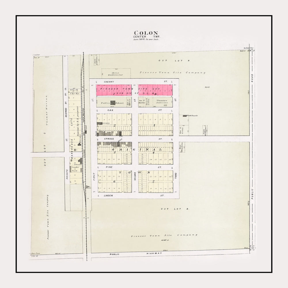 Vintage Map of Colon, Nebraska 1907 print style example