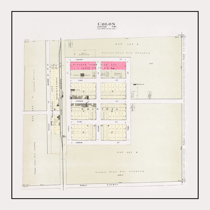 Size comparison using Vintage Map of Colon, Nebraska 1907