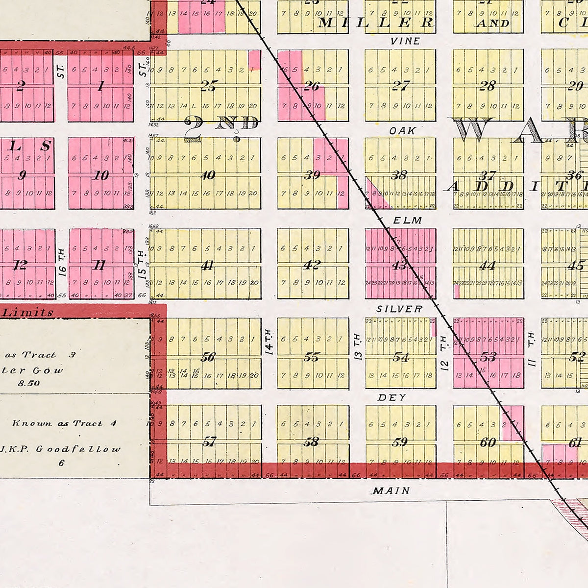 Restored historic details from the 1907 city map of Ashland, Nebraska