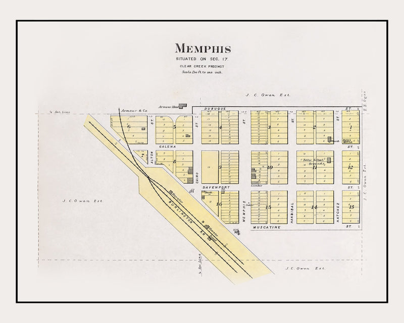 Size comparison using Vintage Map of Memphis, Nebraska 1907