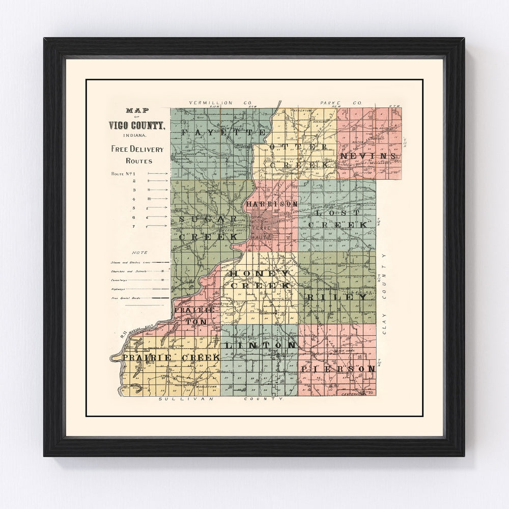 Vigo County Vintage Map 1907