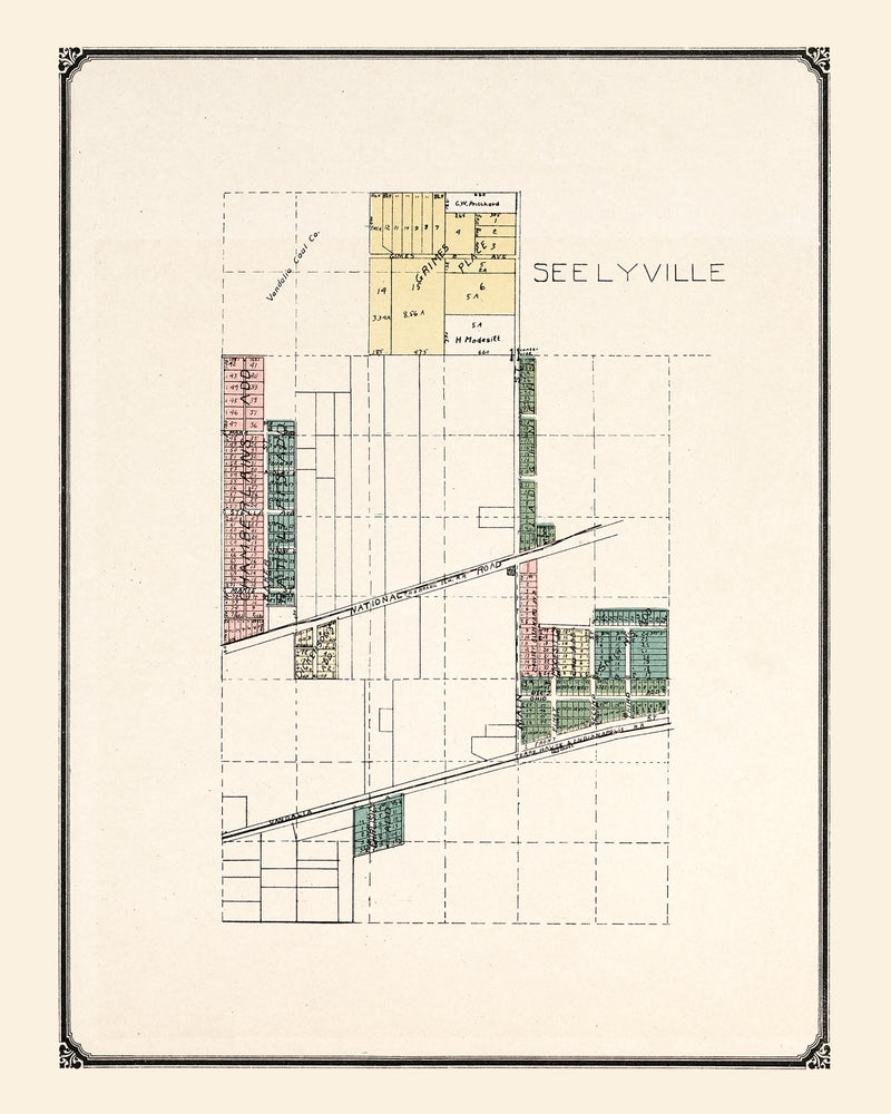 Size comparison using Vintage Map of Seelyville, Indiana 1907