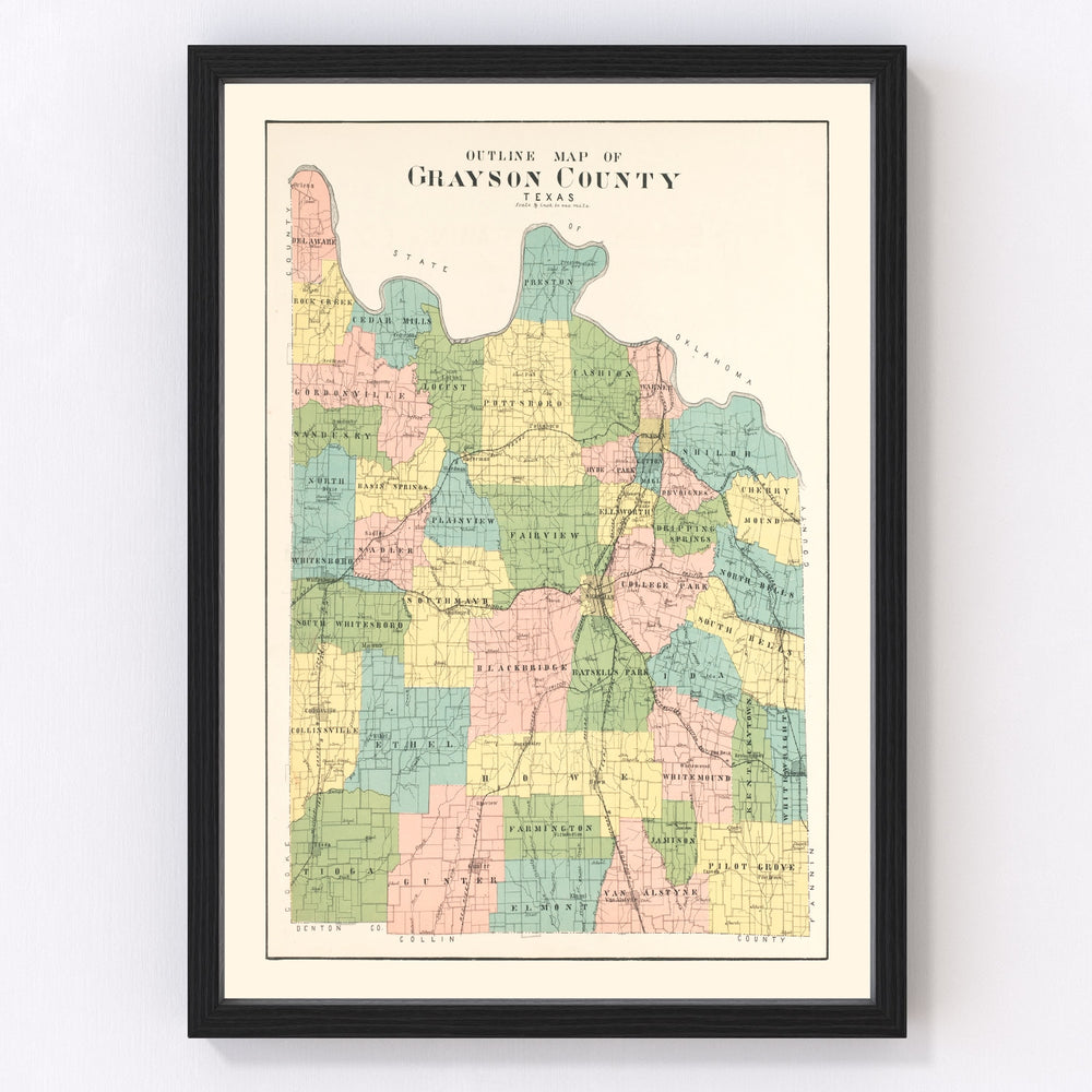 Grayson County Vintage Map 1908
