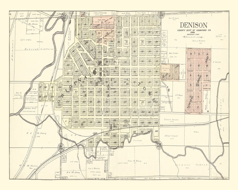 Size comparison using Vintage Map of Denison, Iowa 1908