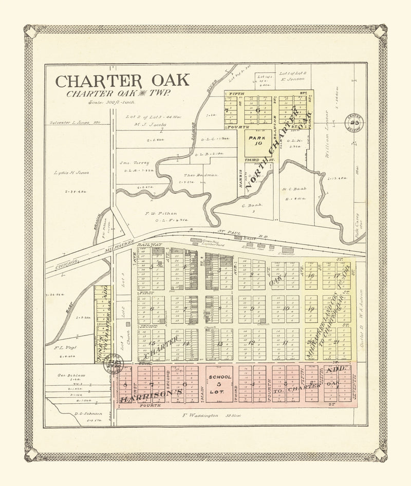 Size comparison using Vintage Map of Charter Oak, Iowa 1908