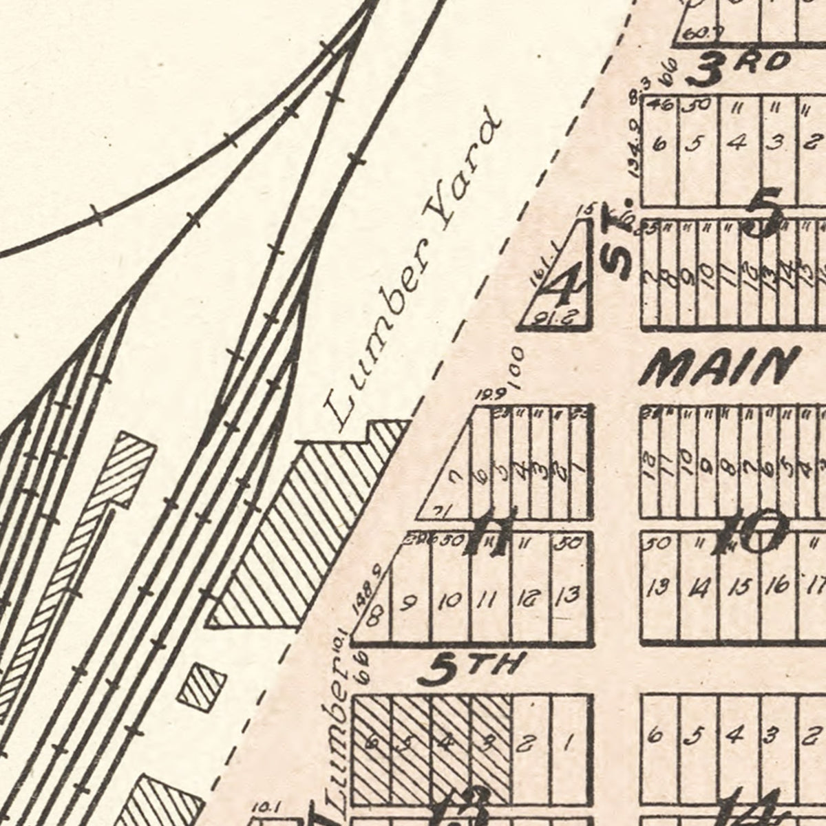 Restored historic details from the 1908 city map of Manilla, Iowa