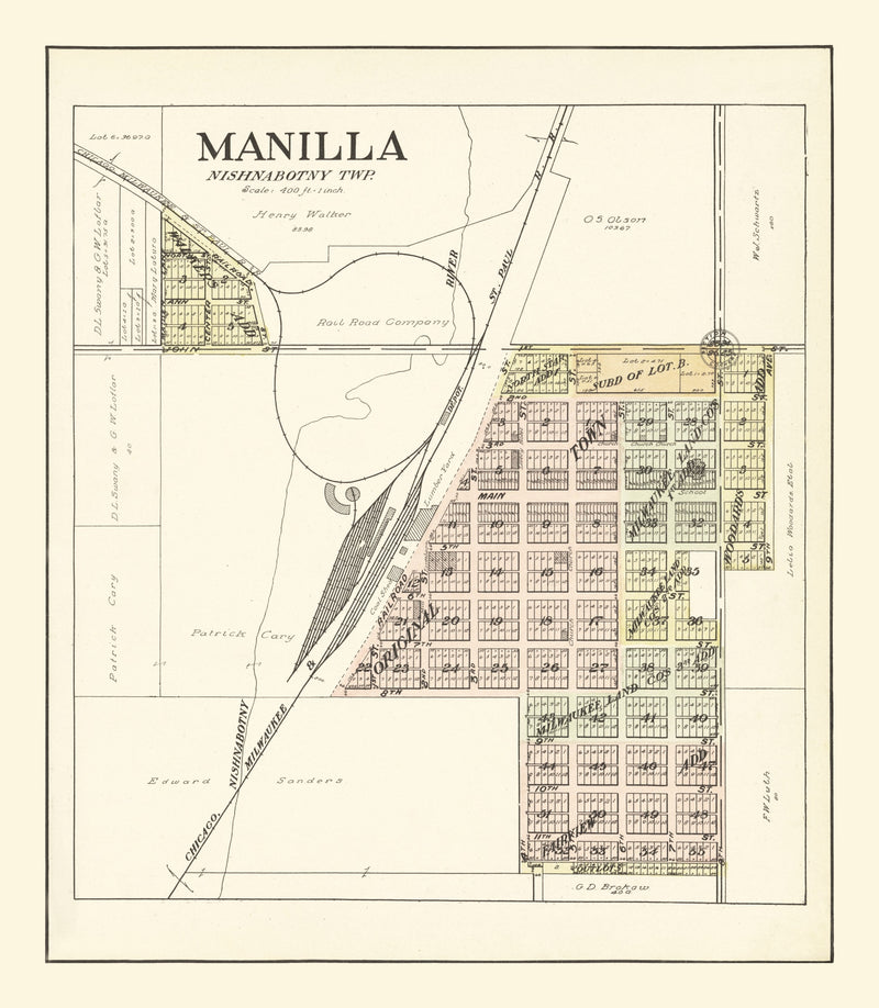 Size comparison using Vintage Map of Manilla, Iowa 1908