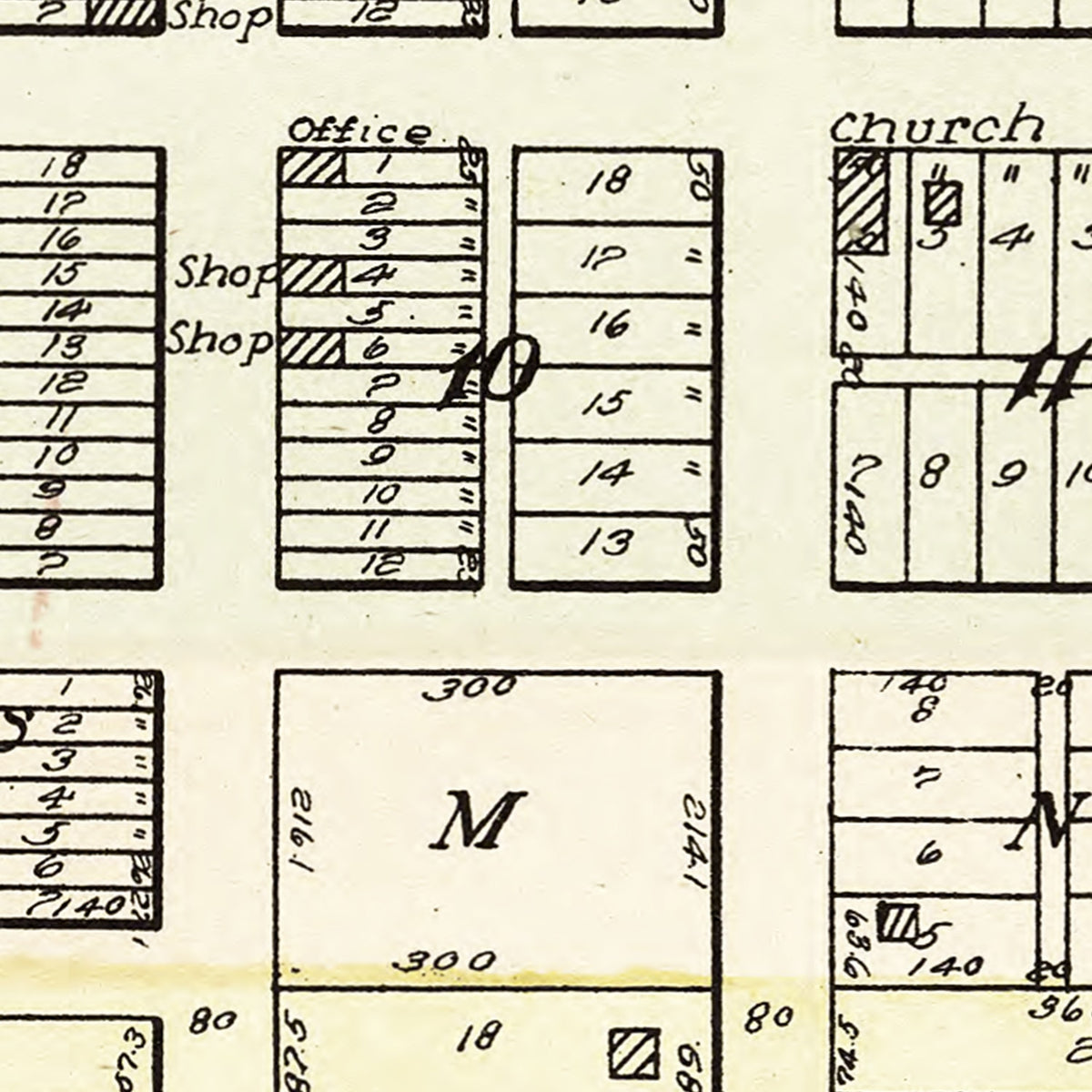 Restored historic details from the 1908 city map of Bancroft, Nebraska
