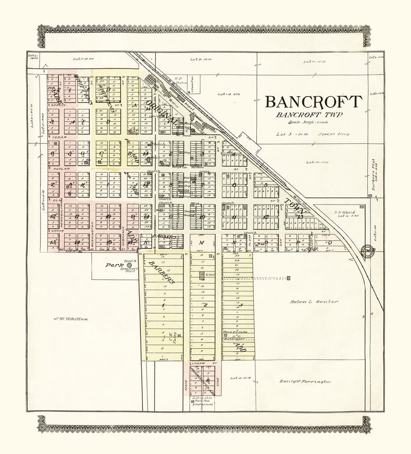 Size comparison using Vintage Map of Bancroft, Nebraska 1908