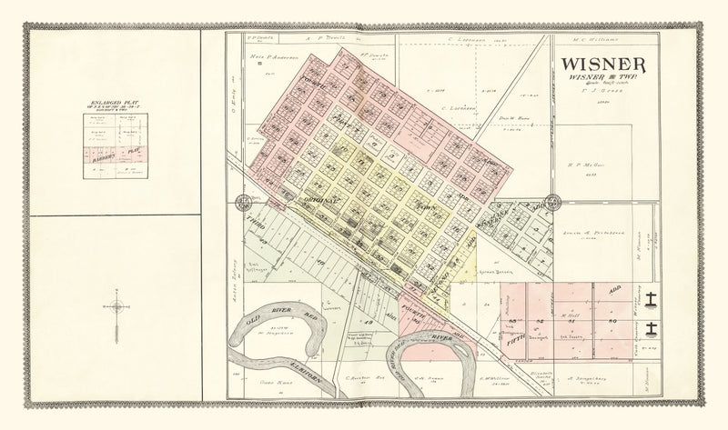 Size comparison using Vintage Map of Wisner, Nebraska 1908