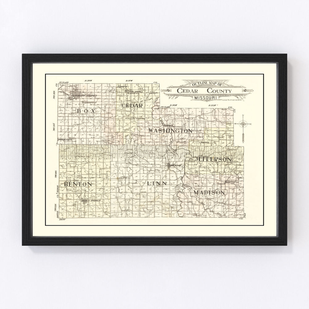 Cedar County Vintage Map 1908