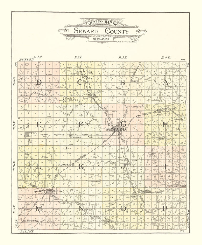 Size comparison using Vintage Map of Seward County, Nebraska 1908
