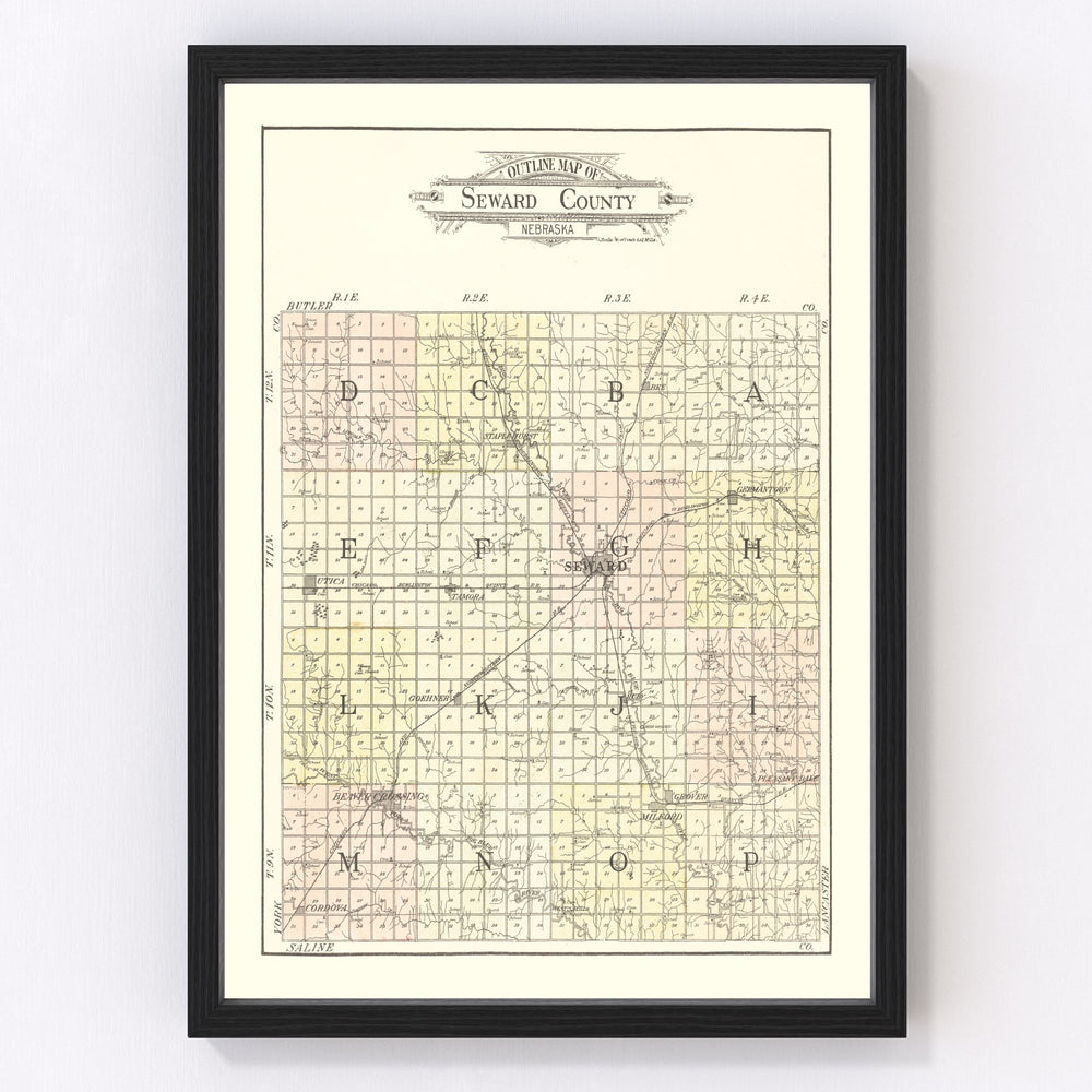 Seward County Vintage Map 1908