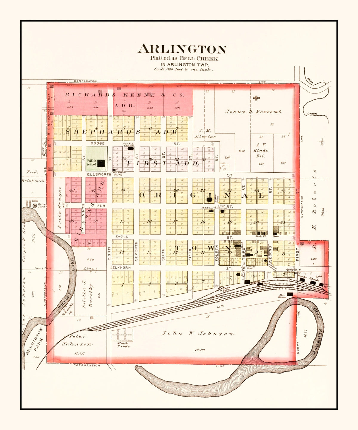Preview of Vintage Map of Arlington, Nebraska 1908