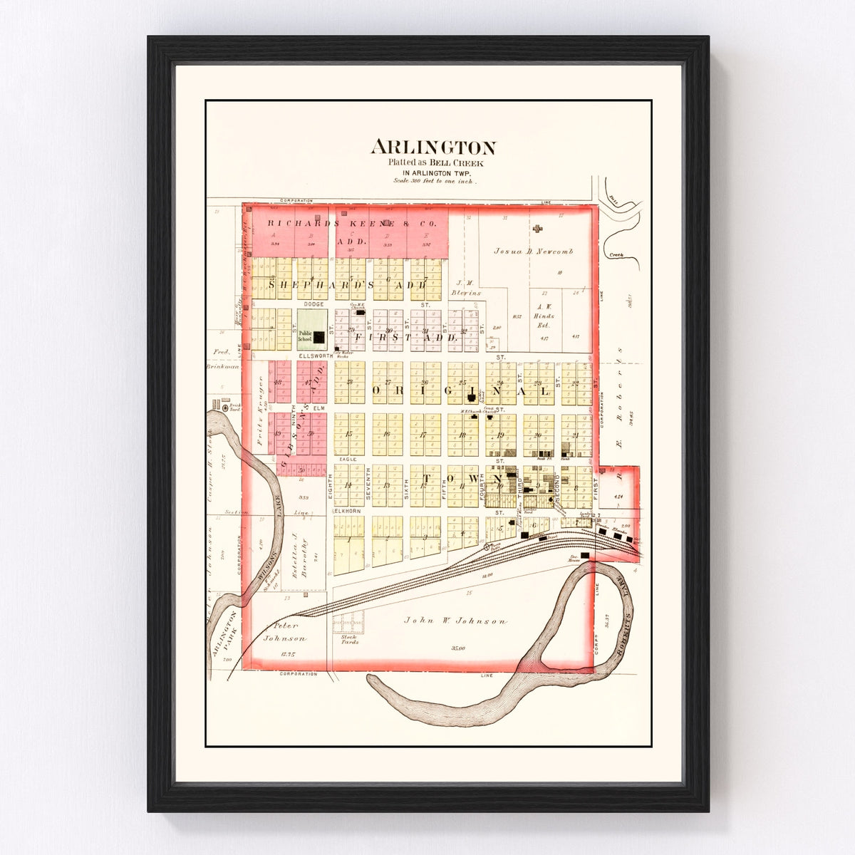 Arlington Vintage Map 1908