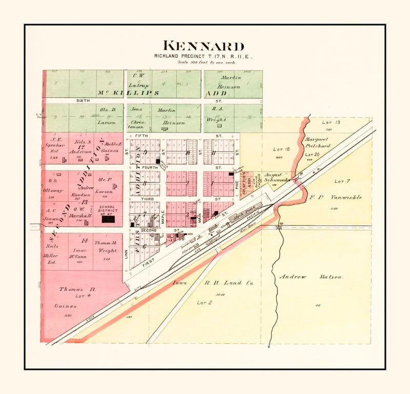 Size comparison using Vintage Map of Kennard, Nebraska 1908