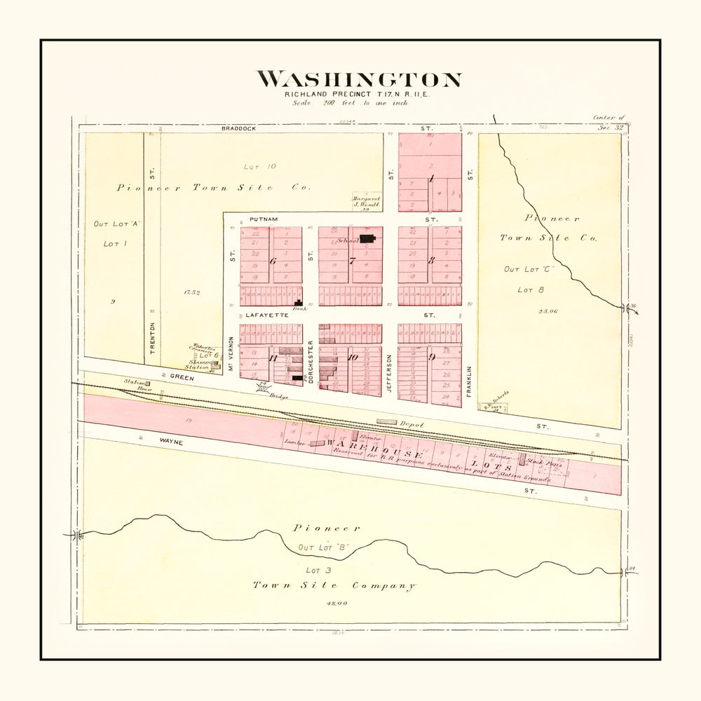 Vintage Map of Washington, Nebraska 1908 print style example