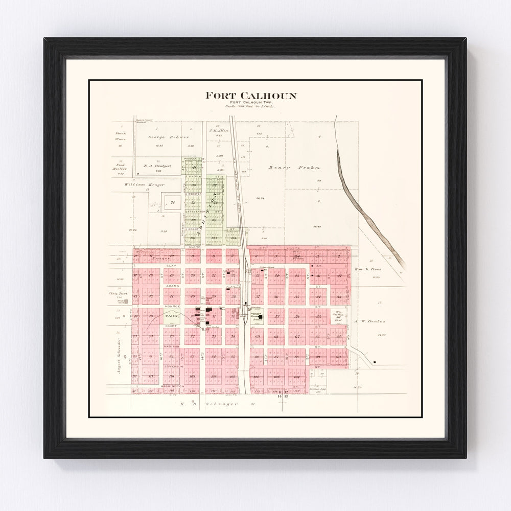Fort Calhoun Vintage Map 1908