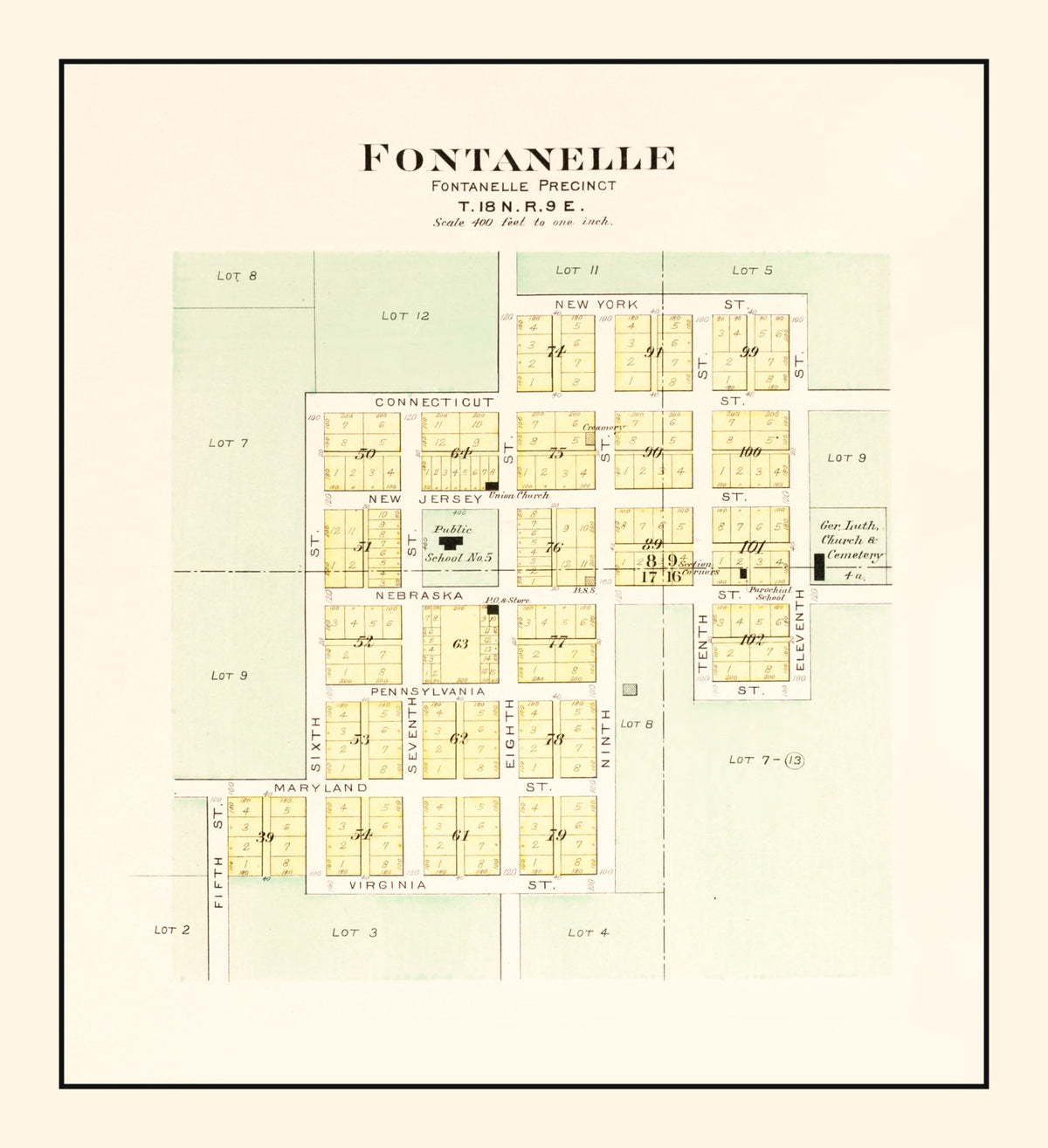 Preview of Vintage Map of Fontanelle, Nebraska 1908
