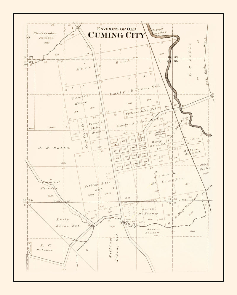 Size comparison using Vintage Map of Cuming, Nebraska 1908