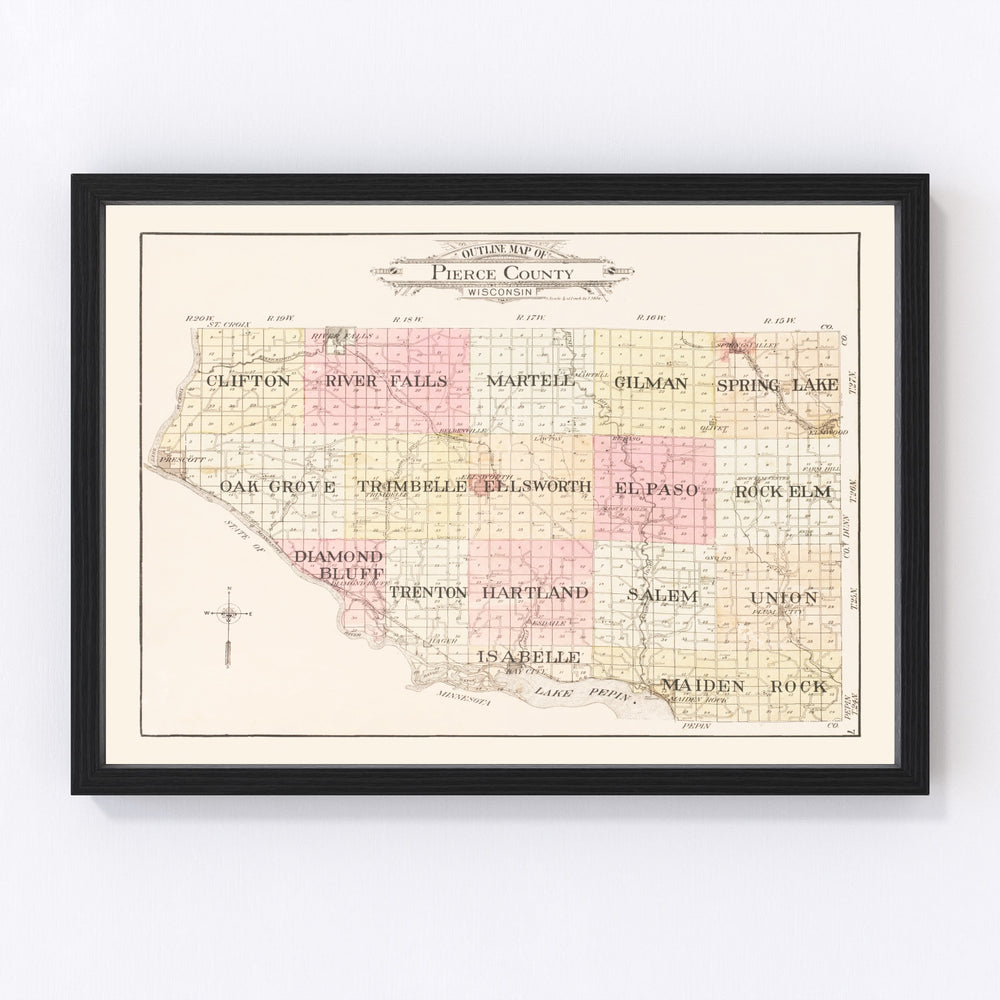 Pierce County Vintage Map 1908
